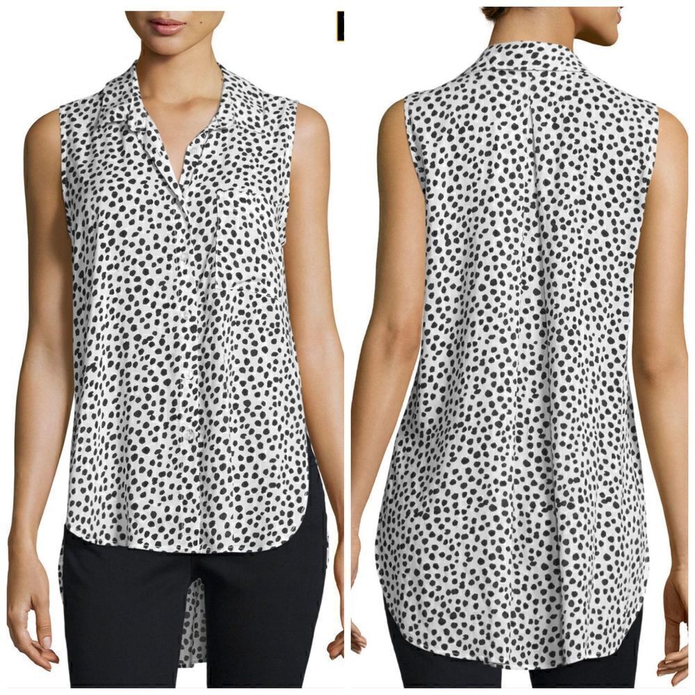 Velvet Heart dot sleeveless high low blouse sz S